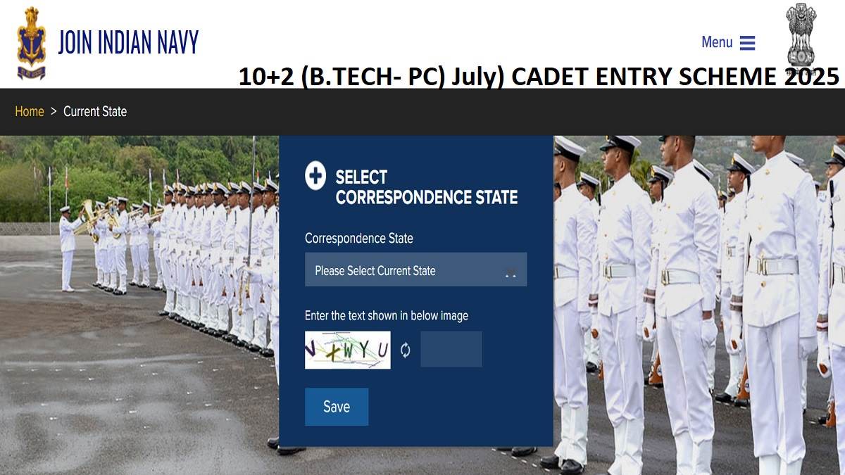 Indian Navy Recruitment 2025: इंडियन नेवी 10+2 बीटेक कैडेट एंट्री स्कीम के लिए एप्लीकेशन स्टार्ट, जल्द कर लें अप्लाई